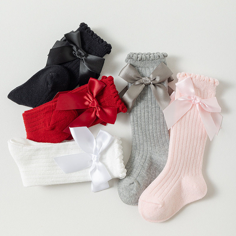 Thumbnail: Baby Girl Cotton Socks – Cute Big Bow Design for Newborns & Toddlers (0–3Y)