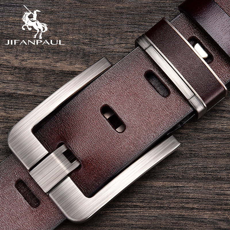 Thumbnail: JIFANPAUL Men's PU Leather Belt – 3.5cm Width, Metal Pin Buckle