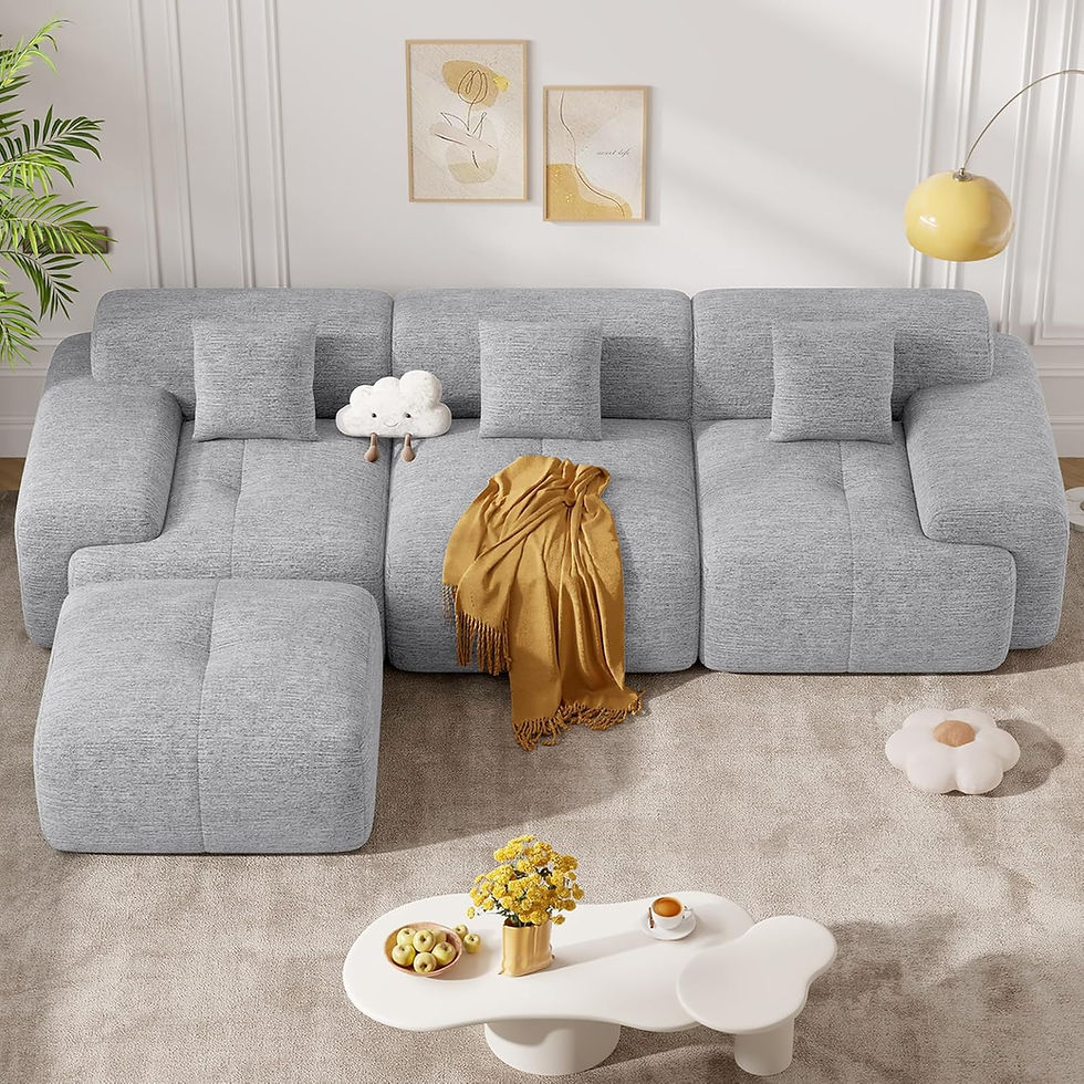 Thumbnail: 122" Modern L Shaped Modular Sectional Sofa with Boneless Couch for Living Room