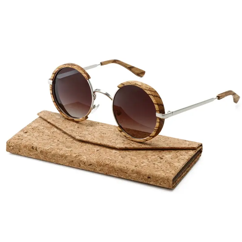 Handmade Wooden Round Sunglasses – Polarized Steampunk UV400 Eyewear