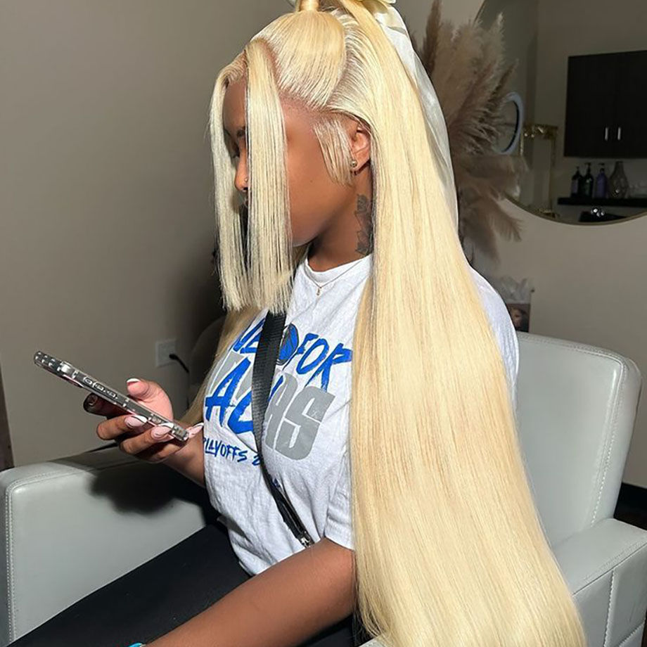 Thumbnail: 613 Blonde Straight HD Lace Front Wig Brazilian Human Hair