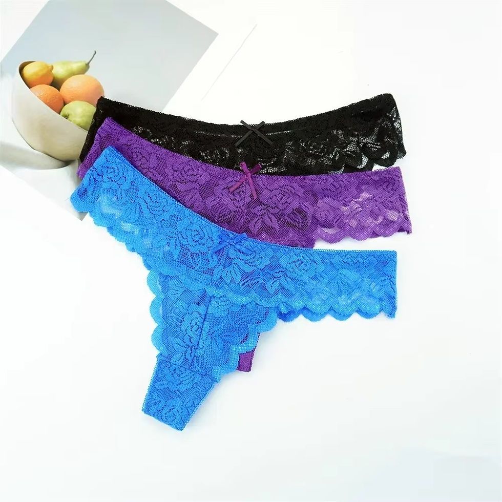 Thumbnail: Women’s Lace G-String Thong – Low Waist, Transparent Design (3-Pack)