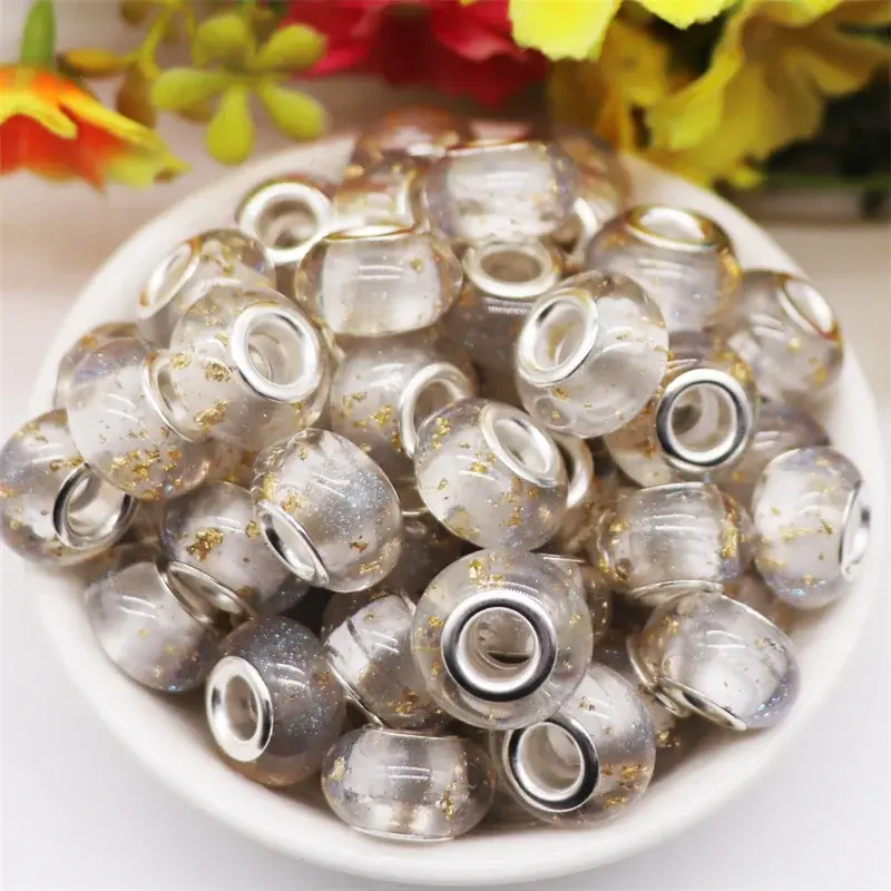 Thumbnail: 10 Pcs 45-Color Large Hole Resin 3D Crystal Murano Spacer Beads
