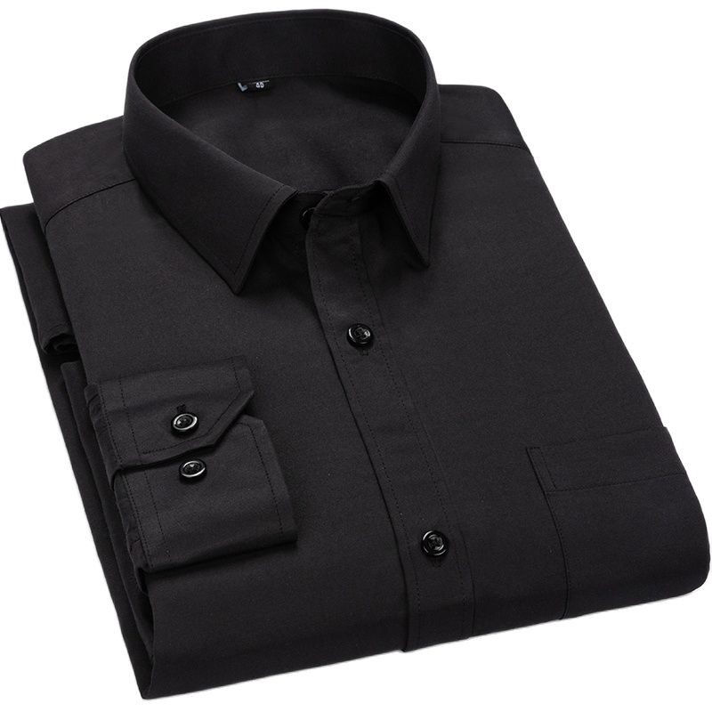 Thumbnail: Men’s Long-Sleeve Business Shirt – Single Patch Pocket, Smart