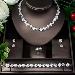 Thumbnail: Sparkling Cubic Jewelry Set 4pcs Necklace Jewelry Bridal Set