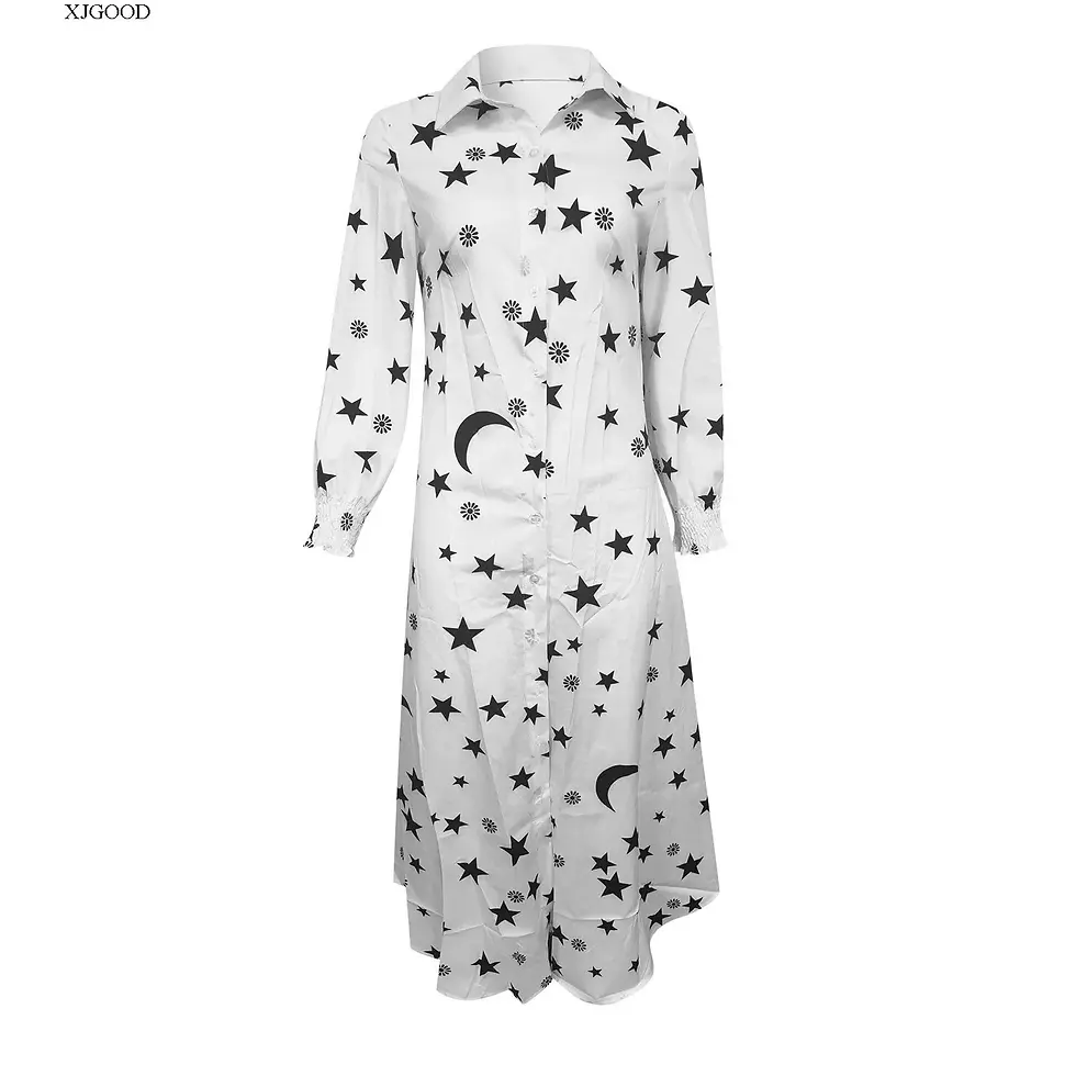 Thumbnail: Single Brewed Irregular Shirt Dress Single Breasted Irregular Shirt Dress
