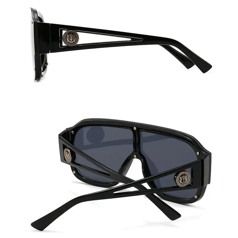Thumbnail: Oversized Luxury Square Mirror Rivet Sunglasses