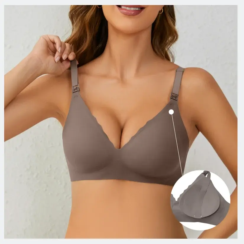 Thumbnail: Front Open Ultra Thin Nursing Bra Wire-Free Breastfeeding Bra for Women