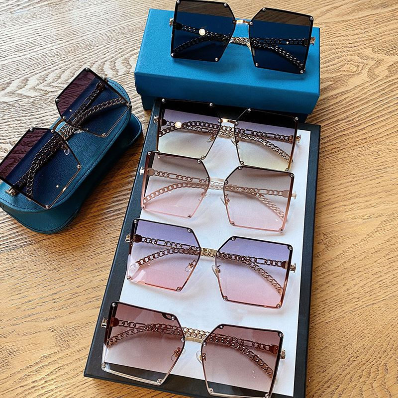 Thumbnail: Oversized Gradient Rimless Square Sunglasses Women Vintage Shades