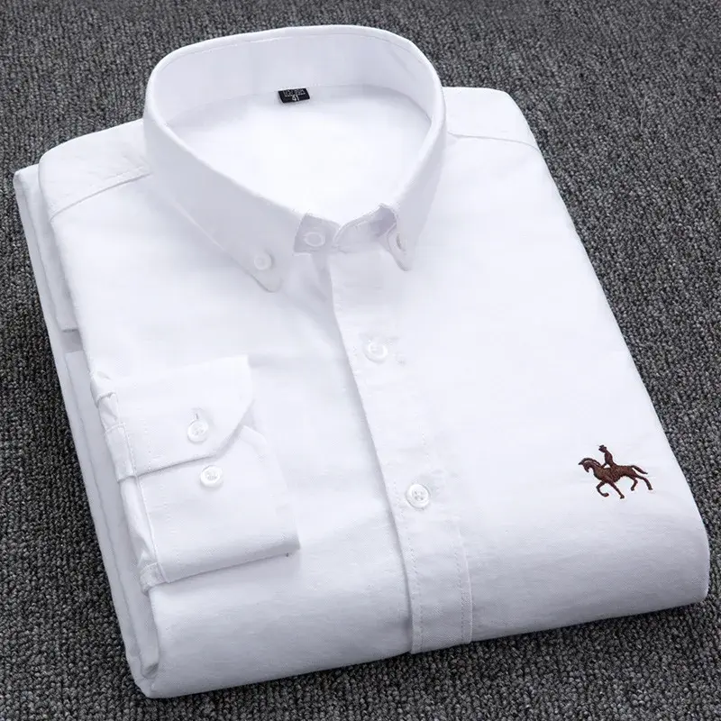 Thumbnail: Men’s Light Blue Oxford Shirt – 100% Cotton, Long Sleeve, Casual Office Wear