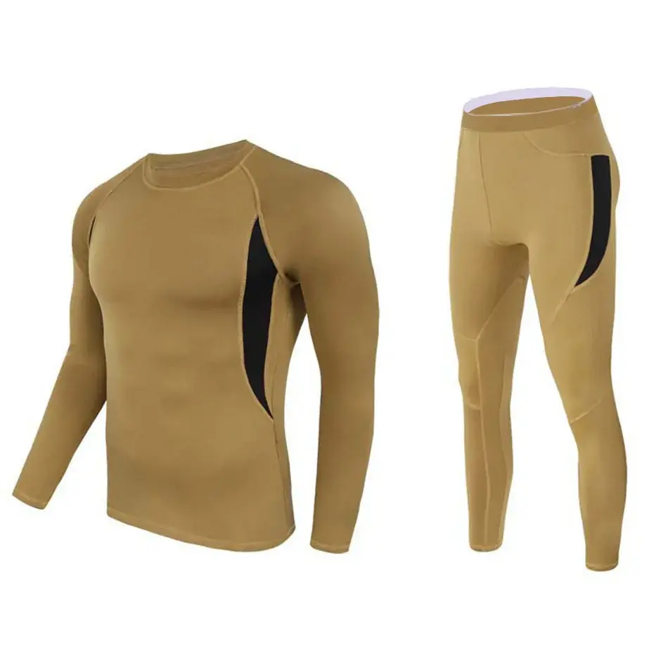 Thumbnail: Men Outdoor Fleece Warm Underwear Set Quick Drying Sportswear
