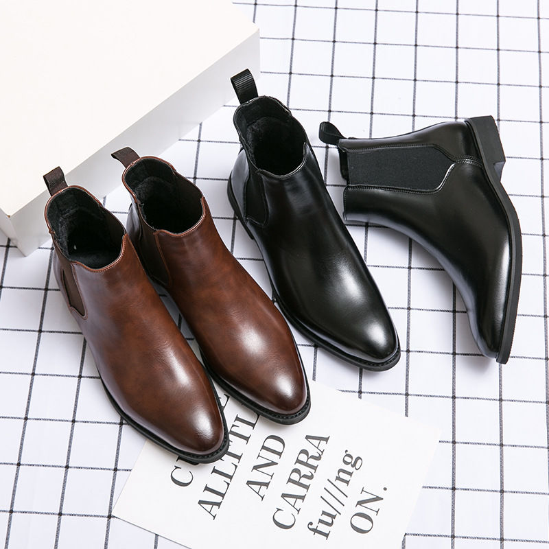 Thumbnail: Mens Chelsea Boots Velvet Lined Fashionable Leather Autumn Winter Style