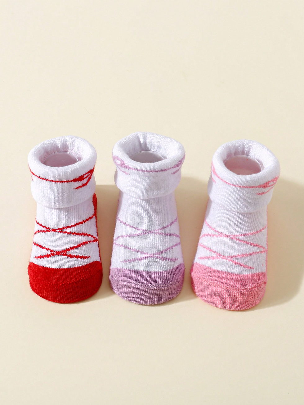 Thumbnail: 3 Pairs of Soft Breathable Princess Socks for Baby Girls with Cotton Lace Design