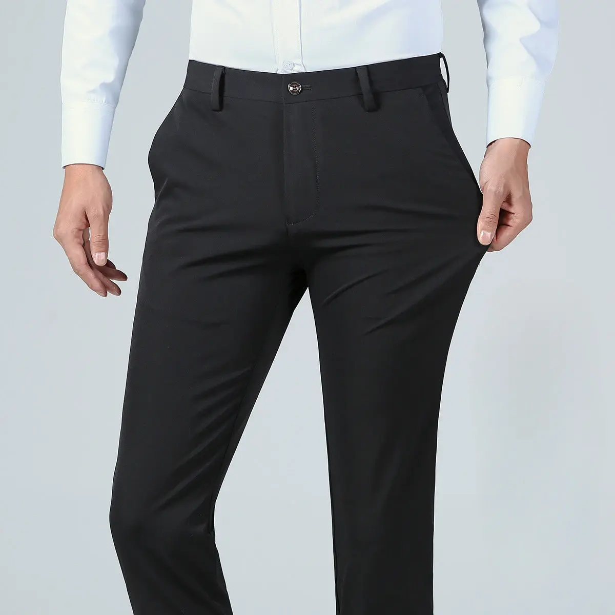 Men's Black Dress Pants – Korean Style, Four-Season Slim Trousers