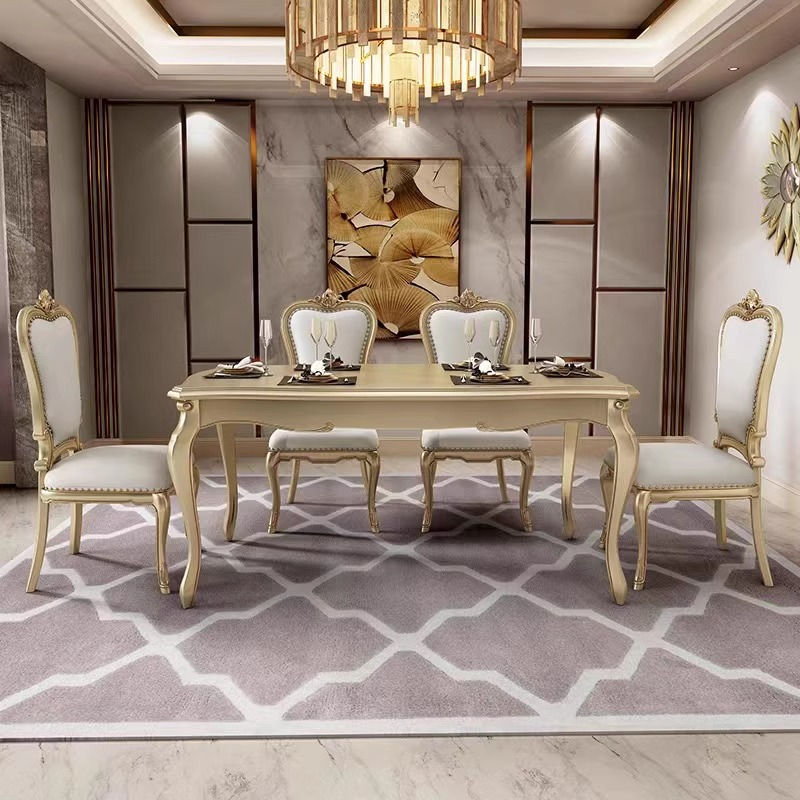 Thumbnail: DUTRIEUX Gold Luxury Marble Dining Table Set – 6 Chairs, European Style