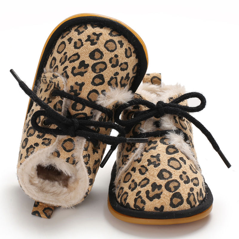 Thumbnail: Leopard Print Anti Slip Casual Shoes with Cotton Soles for Baby Boys and Girls