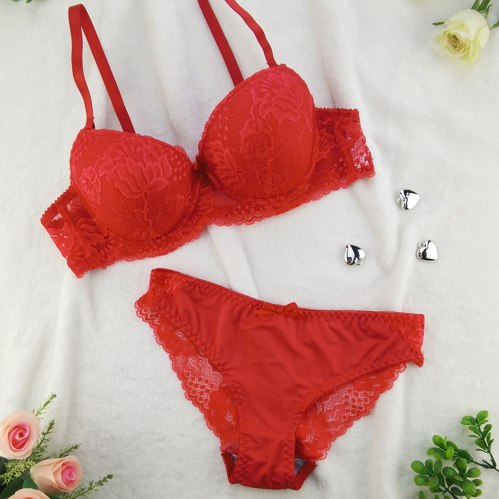 Thumbnail: Women’s Lace Embroidered Push-Up Bra & Panty Underwear Set