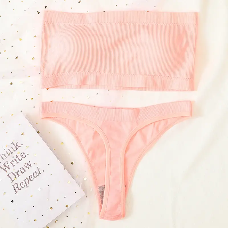 Thumbnail: Women’s Seamless Strapless Bra & Panty Set Wire-Free
