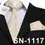 Thumbnail: Ivory White Solid Silk Necktie Set with Hanky & Cufflinks