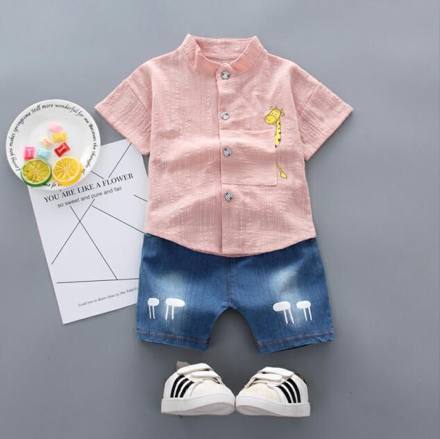 Thumbnail: Cartoon Shirt & Denim Shorts Set – Summer Fashion Outfit for Toddler Boys