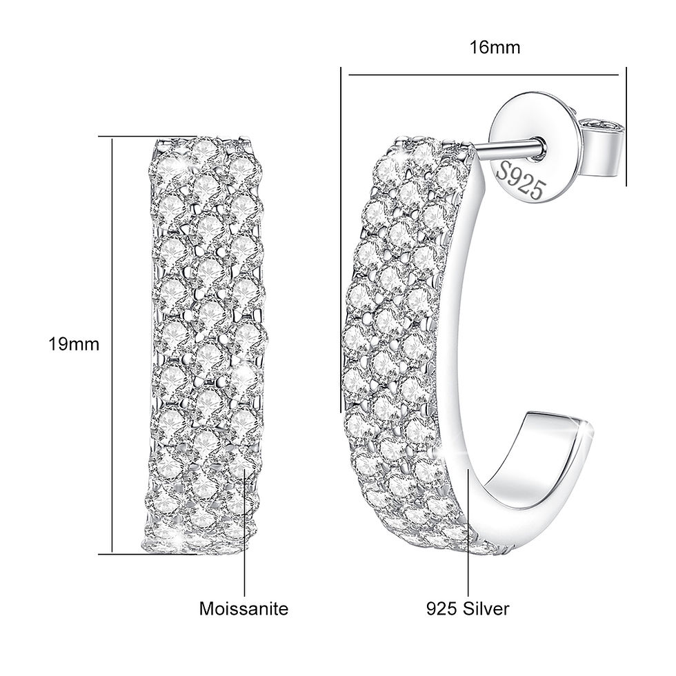 Thumbnail: 18K Gold Moissanite Diamond Hoop Earrings for Women
