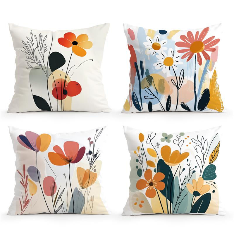 Thumbnail: Bohemian Style Cushion Covers Set of 4 Peach Skin Velvet Decorative Pillowcases