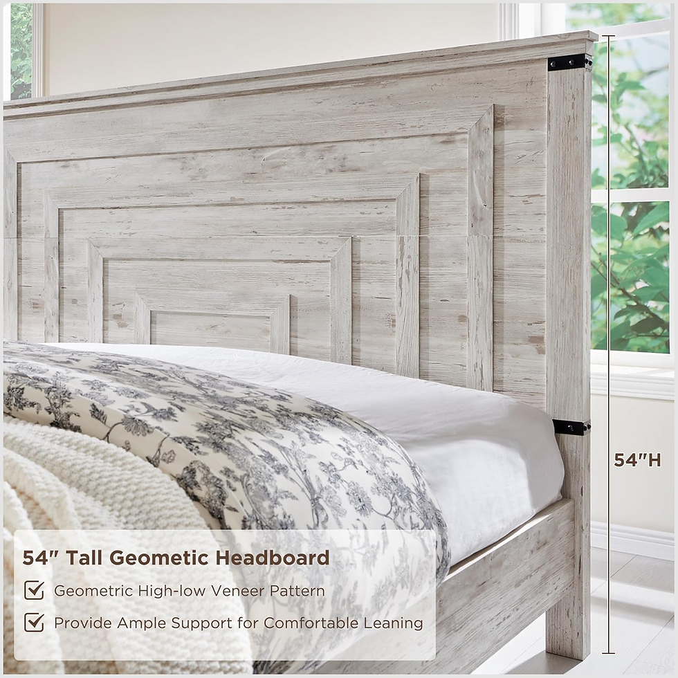 Thumbnail: Rustic Farmhouse King Platform Bed Frame Storage Drawers Headboard