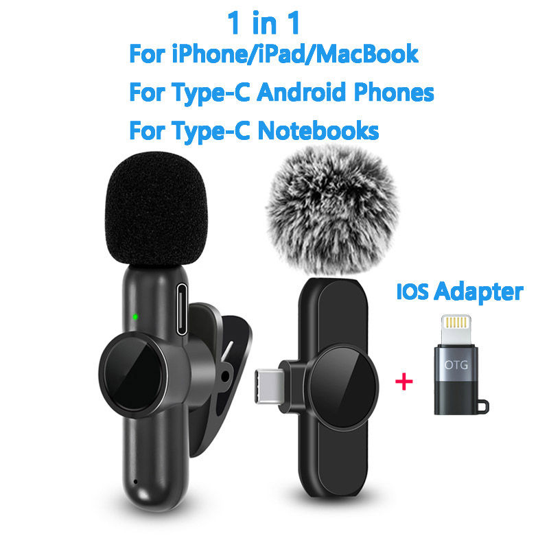 Thumbnail: 2.4G Wireless Lavalier Microphone Noise Cancelling for iPhone Android Video