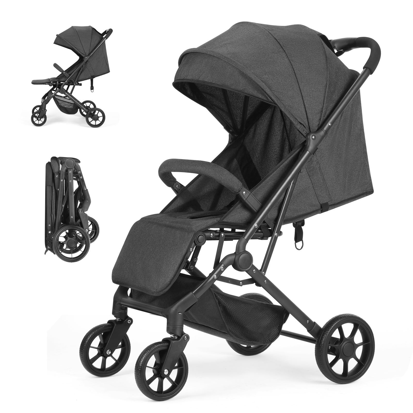 Portable High View Baby Stroller Two Way Foldable Design