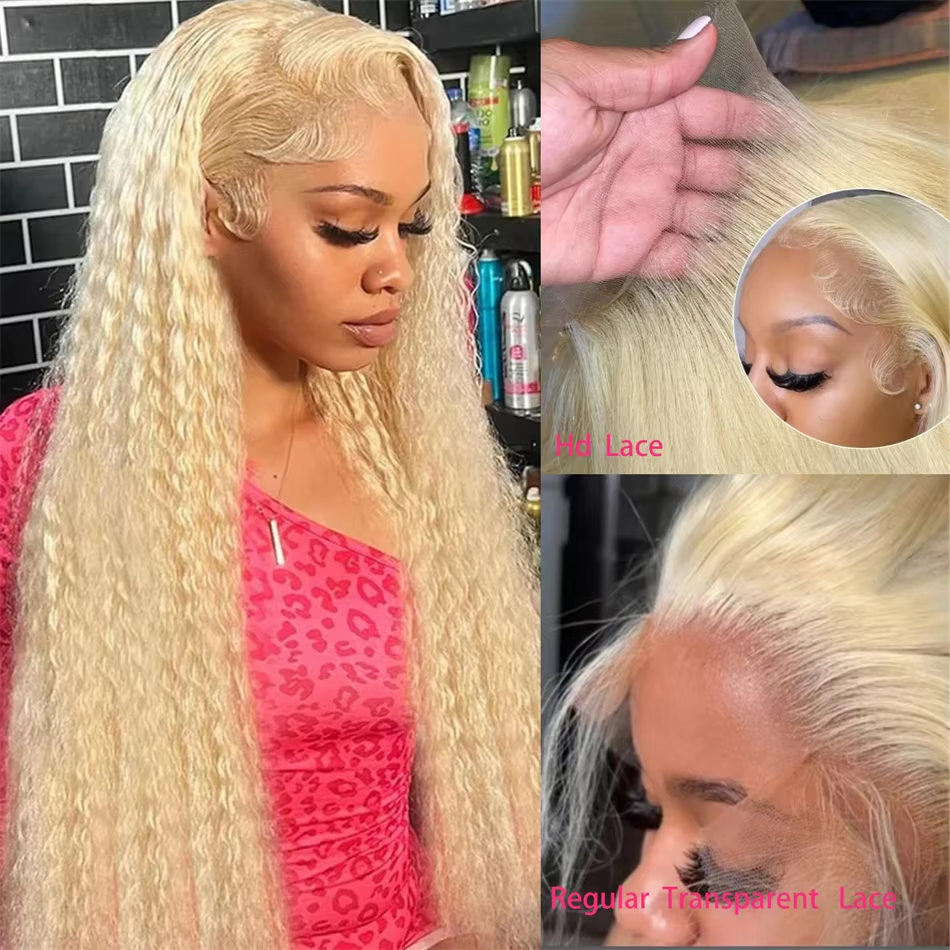 Thumbnail: 30–40 Inch 613 Honey Blonde Deep Wave Wig 200% HD Lace Brazilian Hair