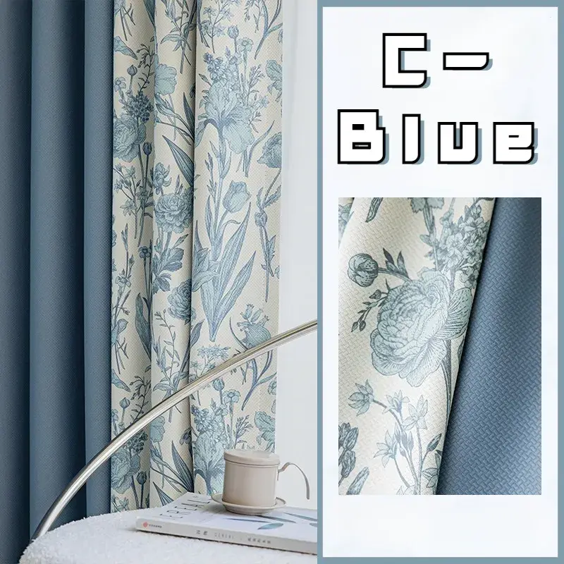 Thumbnail: French Beige Solid Floral Decorative Curtains