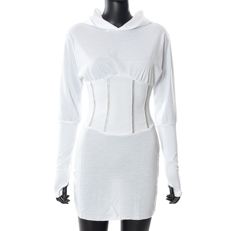Thumbnail: Long Sleeve Corset‑Style Casual Dress Elegant Hoodie Look