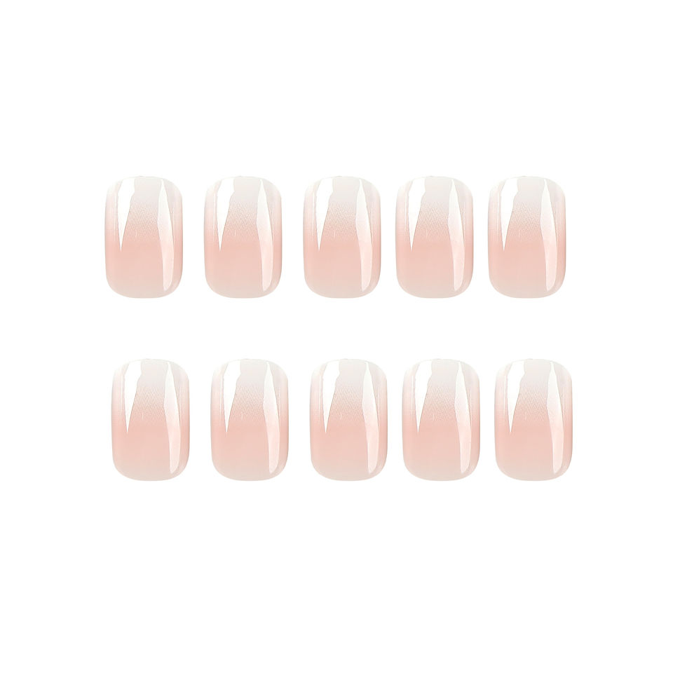 Thumbnail: Glossy Gradient French Press On Nails Set 24Pcs Short Oval Full Cover Tips