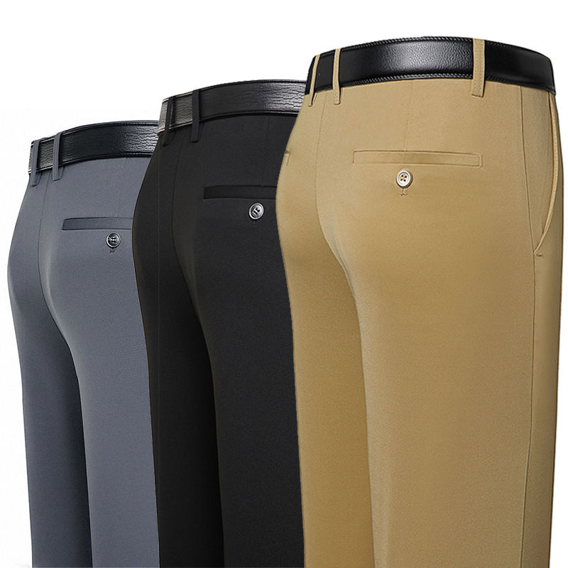 Men's Stretch Suit Pants – Smart Casual Trousers with Pockets