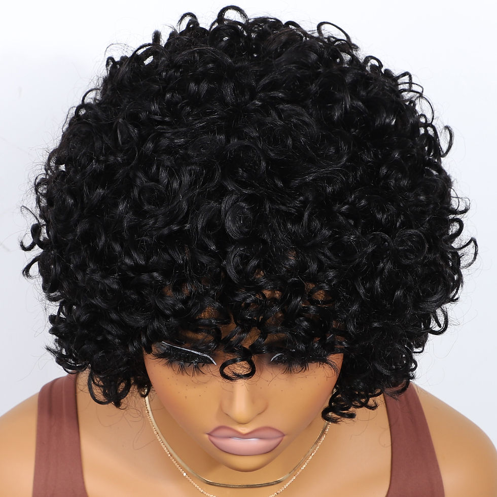 Thumbnail: Short Afro Kinky Curly Bob with Bangs – 100% Human Hair Wig