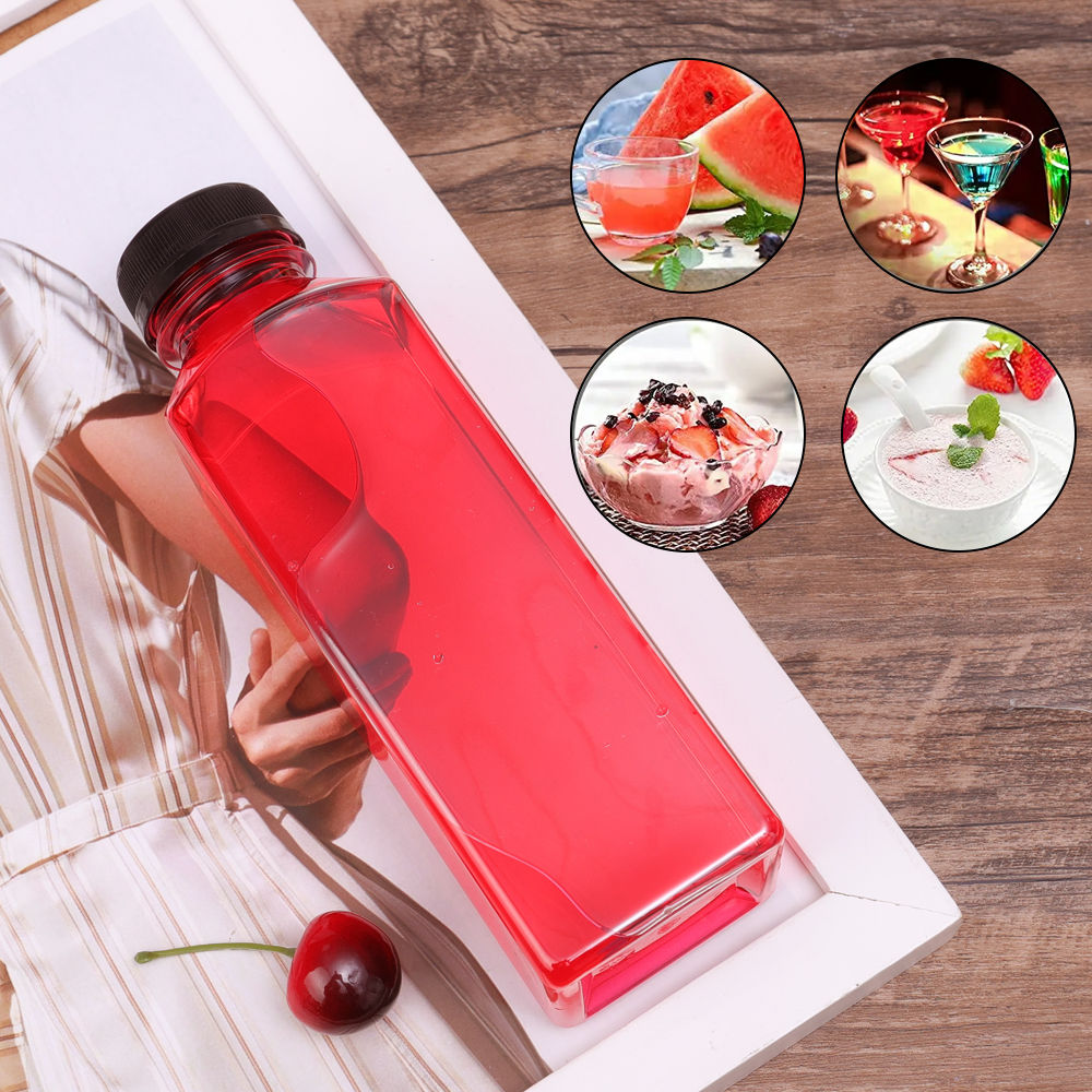 Clear Plastic Juice Bottles with Caps Reusable Drink Containers