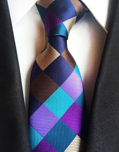 Thumbnail: Men’s 8cm Silk Plaid Necktie – Business Wedding Formal Jacquard Tie