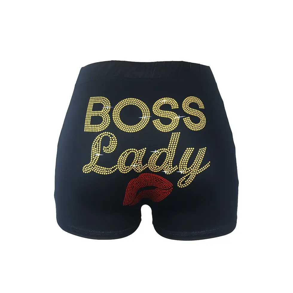 Thumbnail: Booty Shorts for Women with I Love My Boyfriend Print for Gym and Fitness
