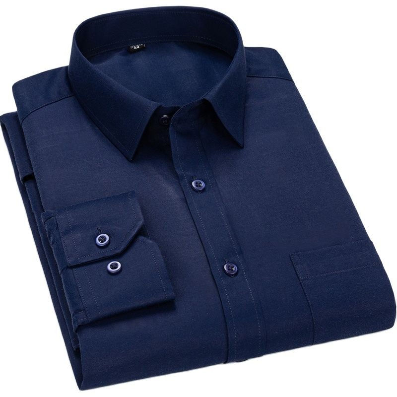 Thumbnail: Men’s Long-Sleeve Business Shirt – Single Patch Pocket, Smart