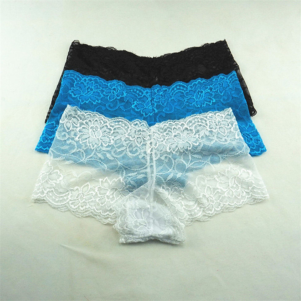 Thumbnail: 3PCS M-XXL Female Boxers Underwear Silk Boyshorts Women Transparent Panties