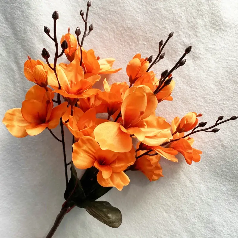 Thumbnail: 20-Head Artificial Magnolia Bouquet Silk Flowers for Wedding Home Decoration