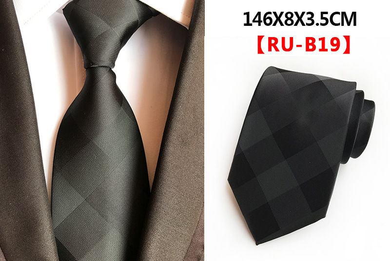 Thumbnail: Silk Jacquard Plaid Necktie 8cm Formal Business Wedding Tie Elegant Accessories