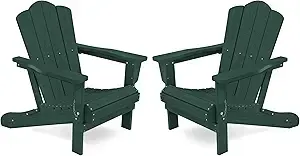 Thumbnail: KINGYES Folding Adirondack Chair Set of 2 – Durable HDPE Patio Chairs