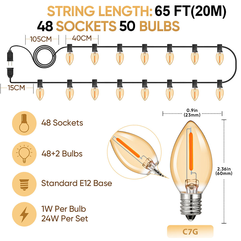 Thumbnail: C7 E12 Retro Outdoor LED String Lights