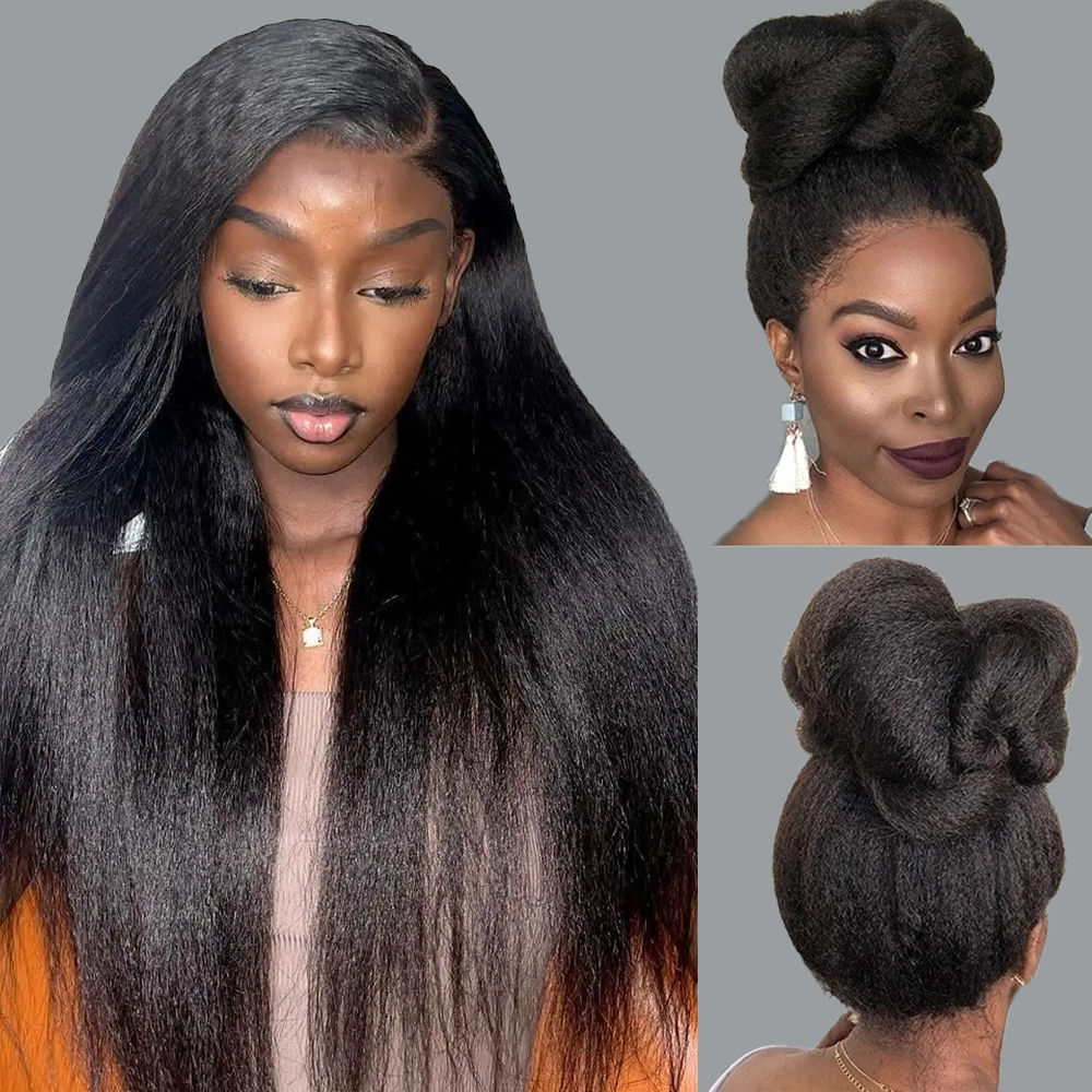 300% Density Glueless Kinky Straight Wig – 13x6 HD Lace Front