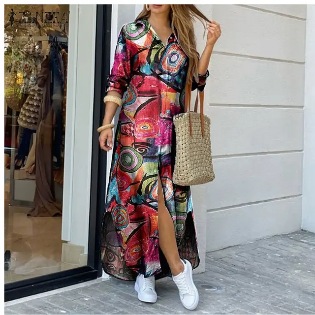 Thumbnail: Single Brewed Irregular Shirt Dress Single Breasted Irregular Shirt Dress