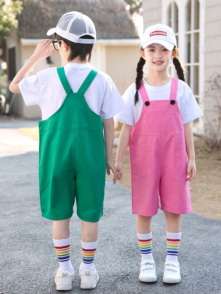 Thumbnail: Children’s Summer Suspender Shorts – Casual Loose Fit for Ages 7–13