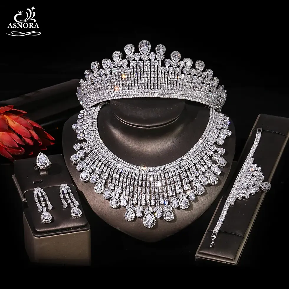 Cubic Zirconia Bridal Jewelry Set – 5-Piece Crown & Accessories