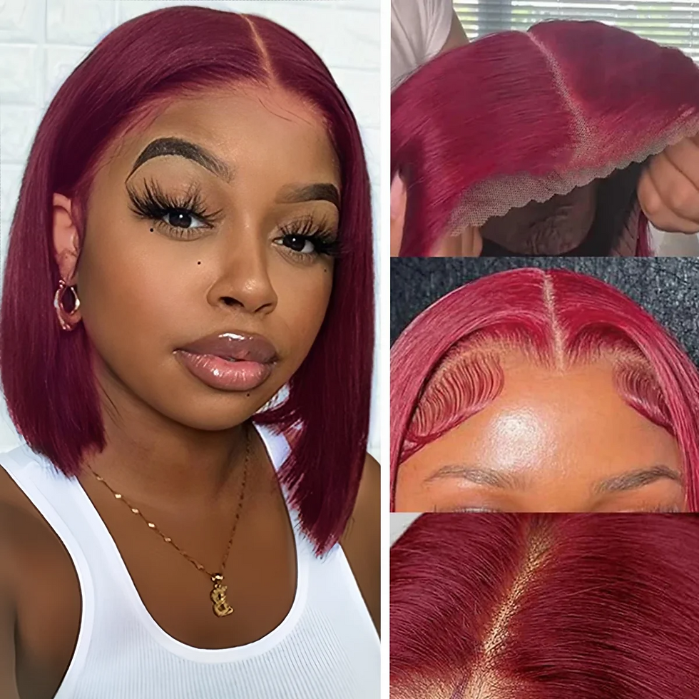 99J Burgundy Straight Bob Wig 13*4 Frontal, Glueless Human Hair