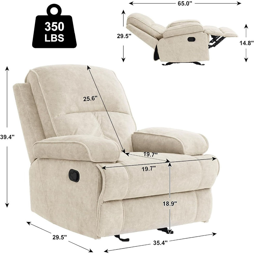 Thumbnail: Manual Rocker Recliner Chair – High Back Glider with Deep Seat, Genuine Leather